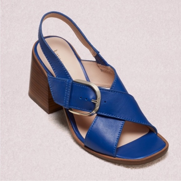 Kate Spade New York Raleigh Leather Blue Strapped Heels - Picture 1 of 9